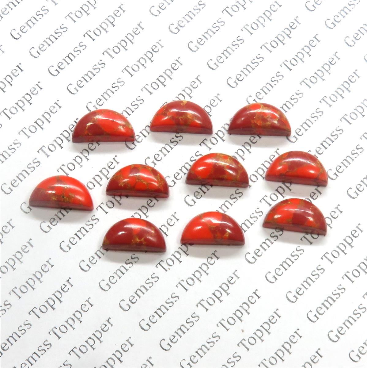 Strawberry Mohave Turquoise 6x12 mm D Shape Cabochon